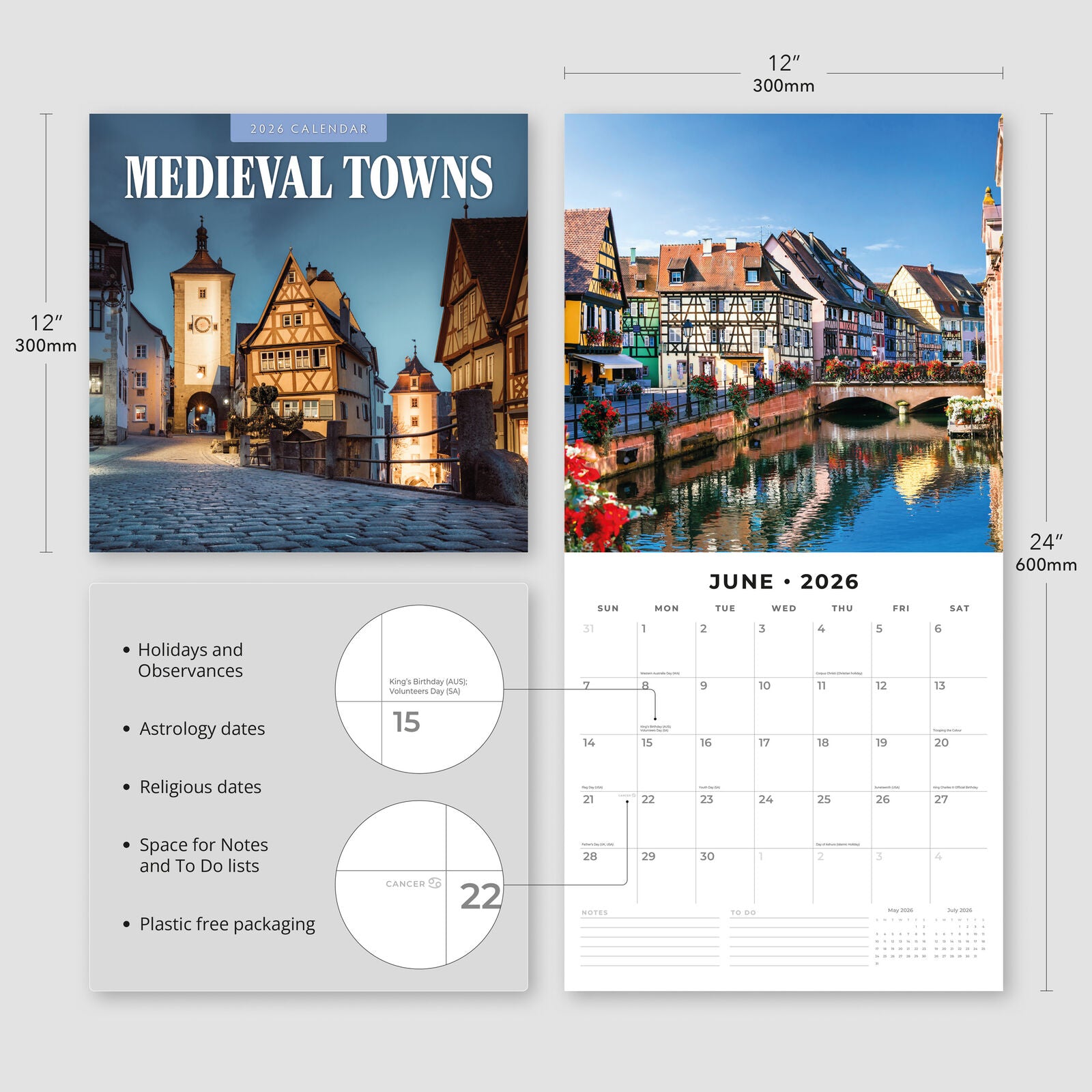 Medieval Towns 2026 - Seinäkalenteri