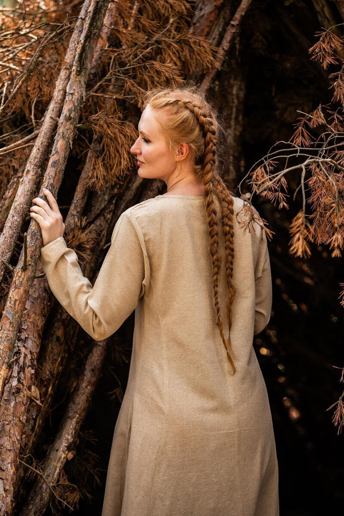 Lina-alusmekko, pitkähihainen mekko, luonnonvalkoinen, kuvakulma 2